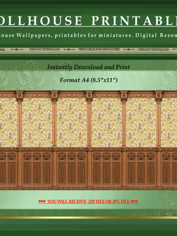Wallpapers- Set 15-v3 | Printables for Dollhouses and Unique Miniature Projects | Digital Downloads | in Scale 1/12th