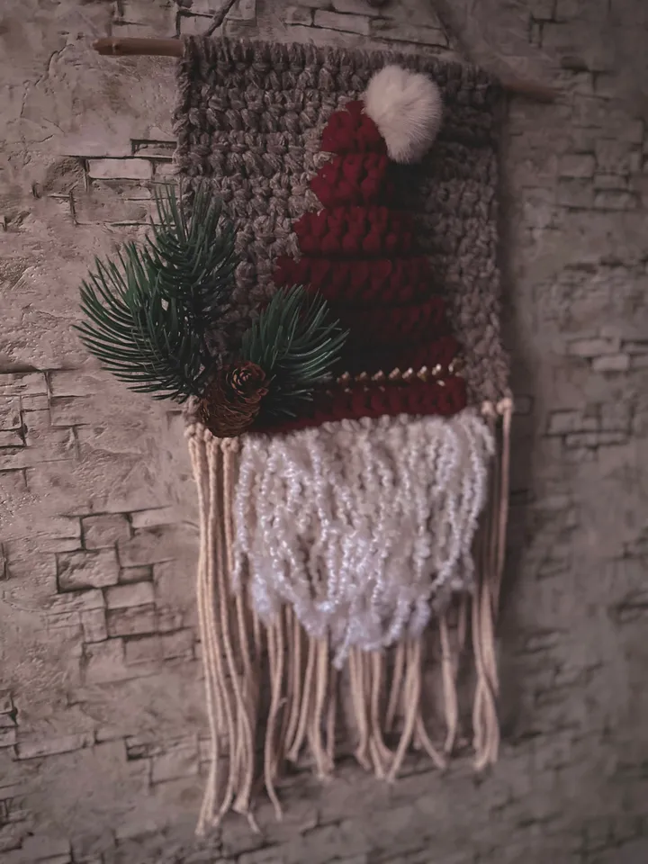 Crochet pattern Gnome wall hanging PDF Digital instant download, Video tutorial, Tapestry, Holiday decor, Christmas ornament, Hygge wall art