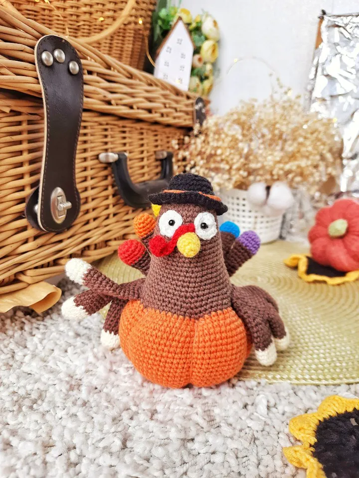 Stuffed turkey toy original gift for best friends. Thanksgiving Day home decor