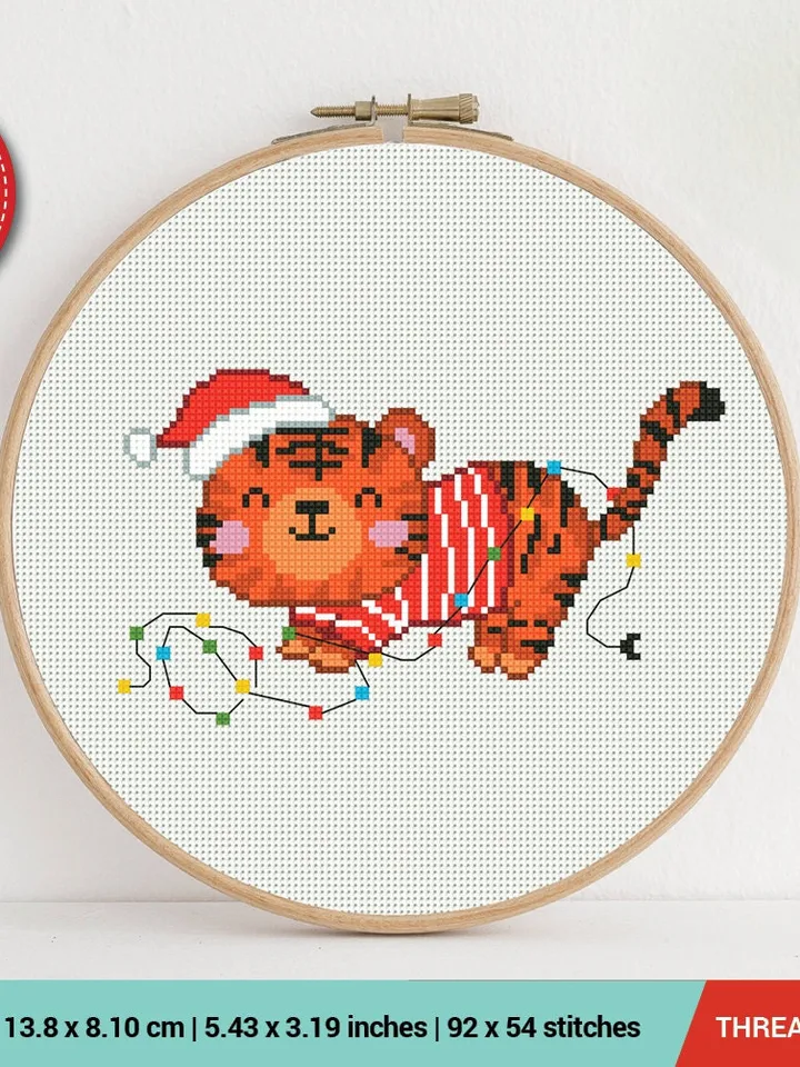 Bundle of 4 Funny Tiger 2022 New Year Cross stitch pattern | Embroidery Pattern | Instant Download | Embroidery Designs