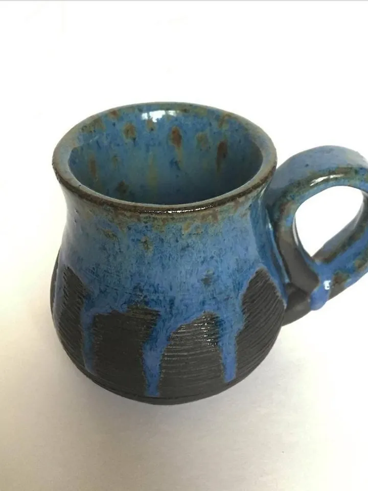 Vegvisir black and blue stoneware mug