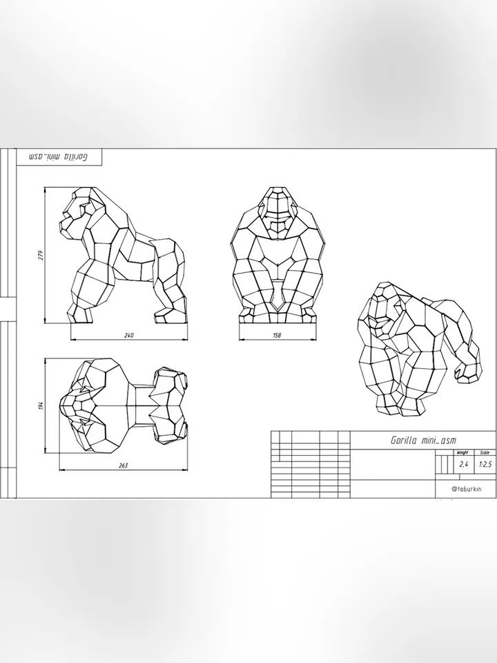 Welding Project Plans Drawings Mini Gorilla (DXF, PDF)
