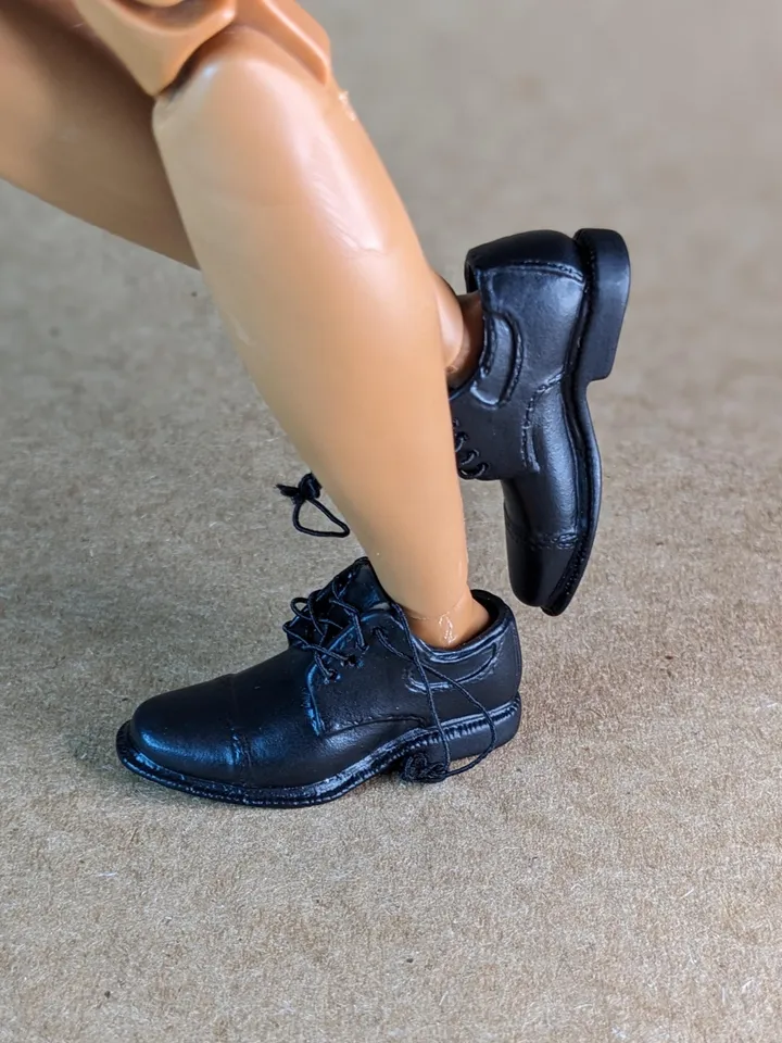 Premium icons black lace-up shoes for 12 inch male dolls