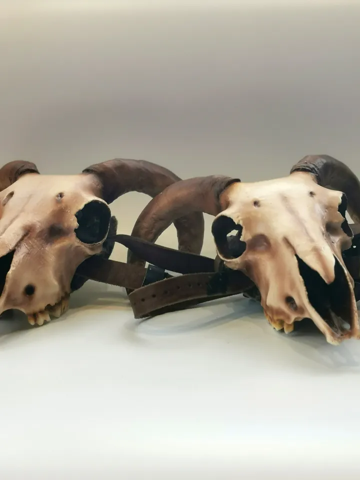 Ram Skull Pauldrons, Fantasy Armor, cosplay armor, celtic leather armor, viking armor, larp armor