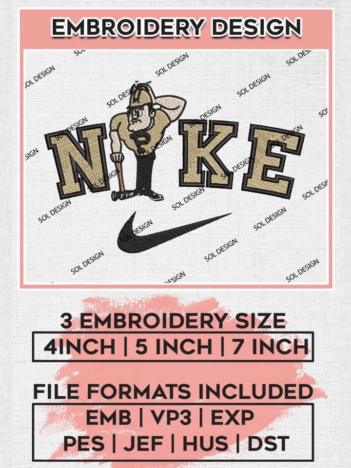 Nike Purdue Boilermakers Machine Embroidery Design, NCAA Purdue Boilermakers Embroidery Design Design files, NCAA Embroidery Designs, NCAA Machine Embroidery Designs, Digital Download