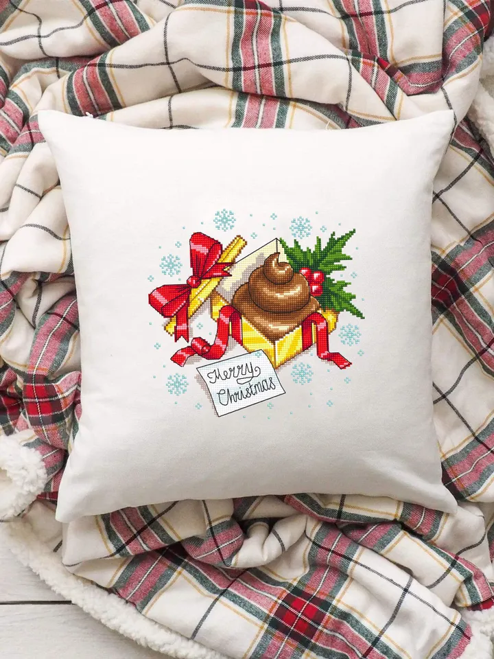 Funny Christmas present cross stitch pattern PDF download Poop cross stitch chart, Christmas pattern digital PDF, Merry Christmas sign #N111