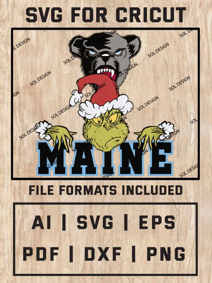 Grinch Maine Black Bears SVG, NCAA SVG Design, NCAA Maine Black Bears SVG, NCAA Black Bears Cricut, Christmas Svg, Grinch svg, Digital Download
