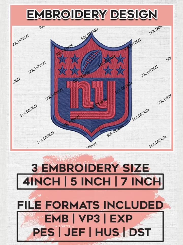 New York Giants Logo Embroidery Designs, NFL Giants, NFL Logo Embroidery Files, NFL New York Giants Machine Embroidery Design, Digital Download