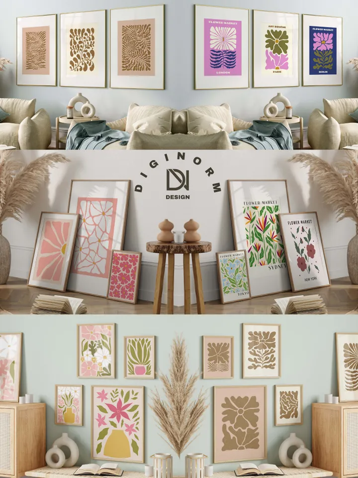Flower Market Print Set of 3200 Flower Gallery Wall Set, Trendy Floral Posters Colorful Art Print Bundle, Botanical Art Set,Digital Download