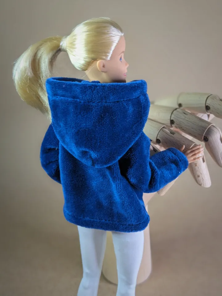 Navy blue velvet hoody for 1/6 scale fashion female dolls