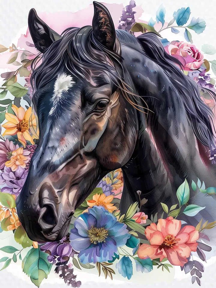 10 Floral Horses PNG bundle, Printable Watercolor Floral Horses Clipart for sublimation, Digital download, junk journals, stickers clip art