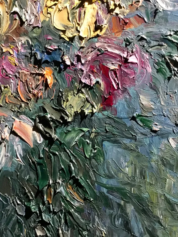 Chrysanthemums in a vase,original oil painting on canvas, abstract flowers painting, unique handmade painting,home decoration wall hanging