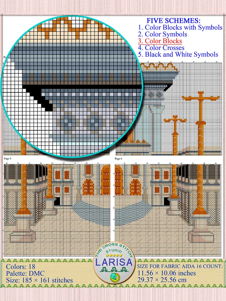 Herod’s Temple Cross Stitch Pattern | Nicanor Gate in Jerusalem