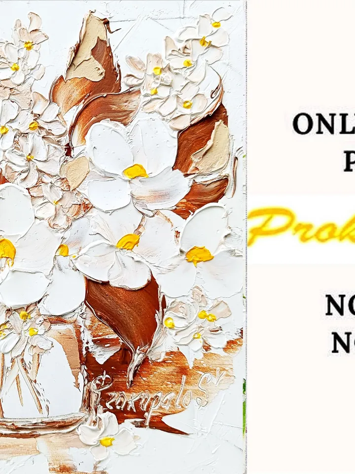 Daisie Painting Daisies Original Art Impasto Oil Painting spring fashion 6x6 painting Floral Small Painting by ArtProkopaloSv