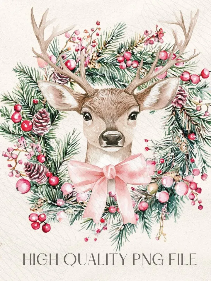 Coquette Reindeer,Christmas png,Christmas designs,Pink Christmas png,Christmas sublimation,Retro Holidays png,Holiday vibes png,Girly