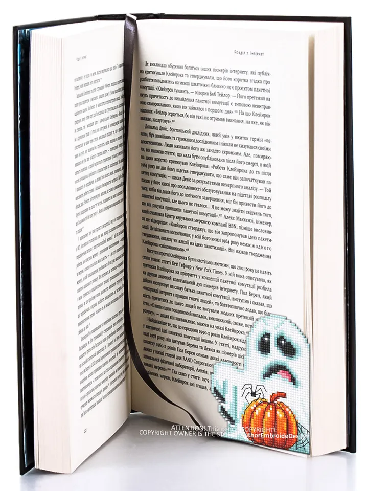 Halloween corner bookmark cross stitch pattern PDF download Spooky ghost cross stitch chart, Handmade bookmark pattern digital PDF #B343