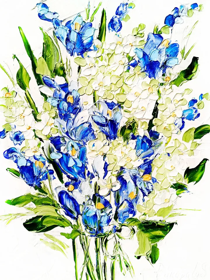 Bell Painting Lilac Original Art Impasto Oil Painting flower 10x8 painting Floral Painting by ArtProkopaloSv