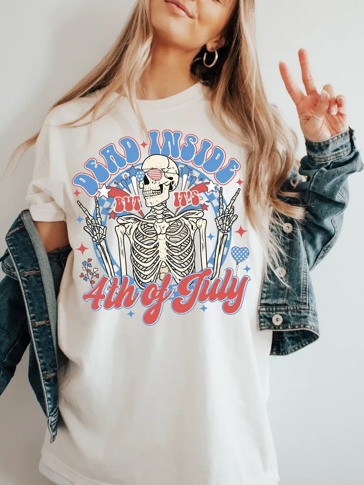 Dead Inside, 4th of July Png, Funny 4th of July Png, Retro Independence Png, American Patriotic Shirt png, Skeleton Sublimation, Trendy USA
