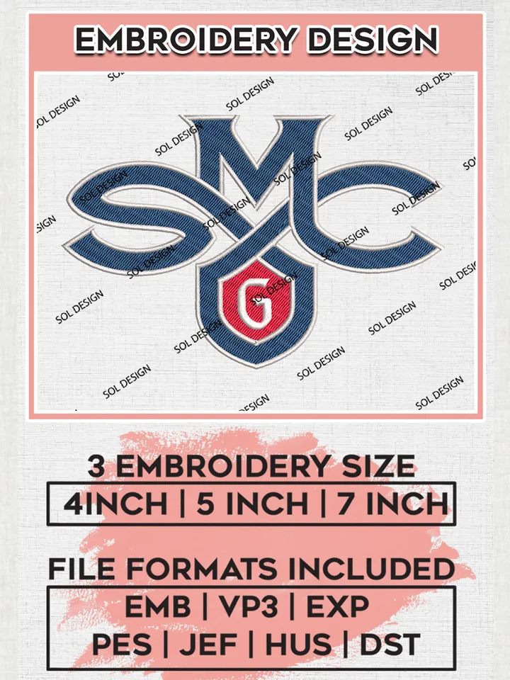 Saint Mary's Gaels Logo Machine Embroidery Design, NCAA Saint Mary's Gaels Embroidery Design Design files, NCAA Team Embroidery Designs, NCAA Machine Embroidery Designs, Digital Download