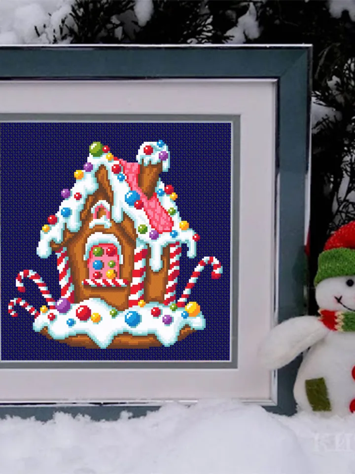 Gingerbread house cross stitch pattern download PDF Christmas pattern digital PDF Gingerbread cookies cross stitch chart Happy New Year #N39