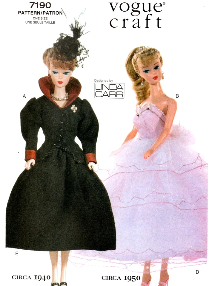 Barbie Vintage Sewing Pattern PDF Fashion Dolls size 11 1/2 inches Vogue 7190