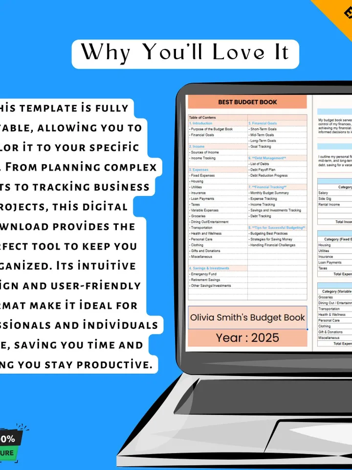 Best Budget Book Template, Monthly Expense Tracker, Financial Planner Spreadsheet, Personal Budgeting Tool,