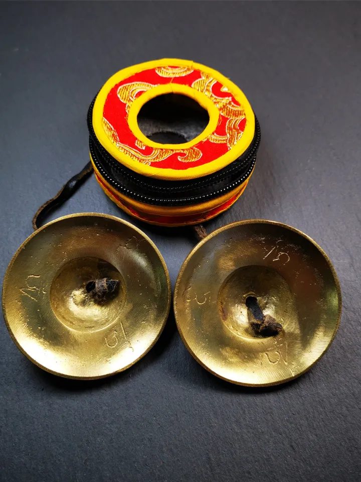 Gandhanra Customized Engrave Tibetan Cymbals, 6.5cm Tingsha Bell,Buddhism Ritual Implement,Handmade in Nepal,Shiny Color