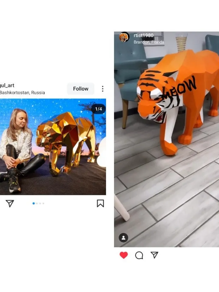 Crouching Tiger Papercraft, Cat, Digital Template, PDF Download, Gurko, 3D LowPoly, Pepakura, Origami Sculpture, Paper Party Decor, DIY Gift