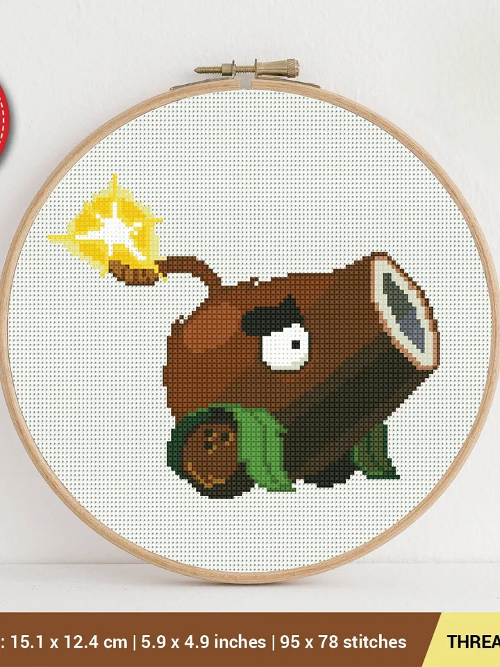 Coconut Cannon Plants vs Zombies Cross stitch pattern | Embroidery Pattern | Instant Download |Embroidery Designs