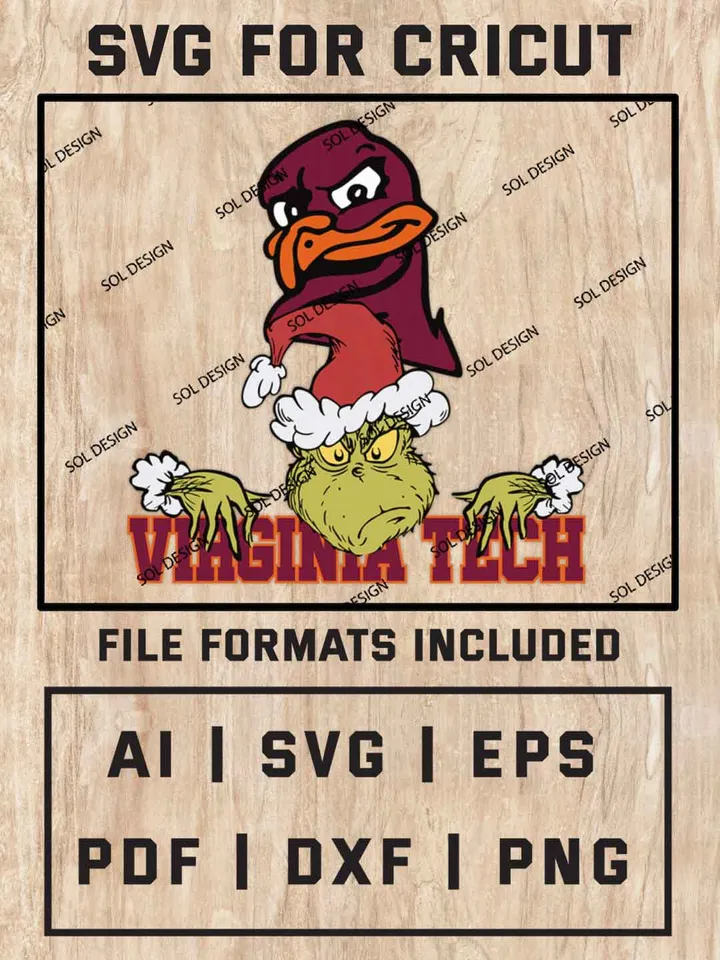 Grinch Virginia Tech Hokies SVG, NCAA College Team SVG Design, NCAA Virginia Tech Hokies SVG, NCAA Virginia Tech Team Cricut, Christmas Svg, Grinch svg, Digital Download