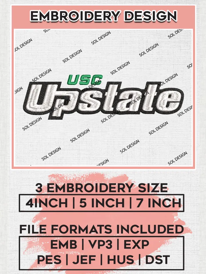 NCAA USC Upstate Team Wordmark Logo Embroidery Design Files, NCAA South Carolina Upstate Spartans Machine Embroidery, NCAA Teams, 3 sizes, NCAA Machine embroidery designs, Digital Download
