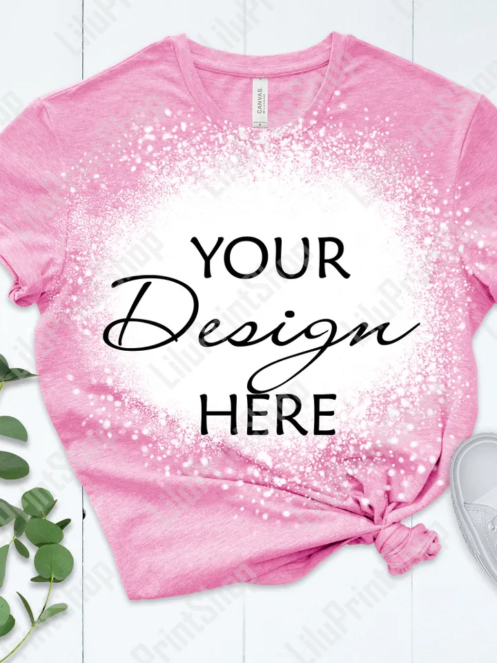 Pink shirt bleach mockup Pink shirt mockup Heather Pink Mockup Bella Canvas bleach mock up 3001 Bella Canvas tshirt Bleached digital