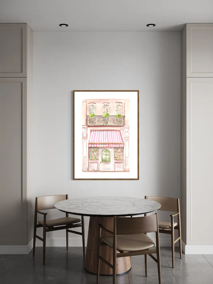 French Patisserie Bakery Art Print, Watercolor Painting, Paris Food Art, Sweet Shop Art Print, Pastel Kitchen Decor, Cute City Art Print