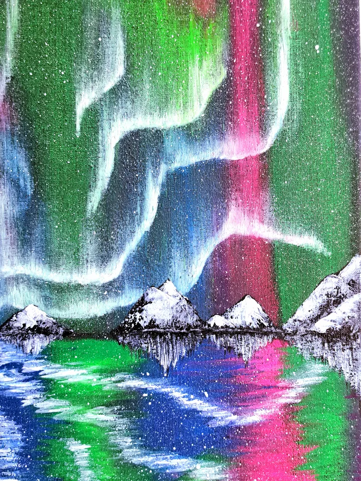 Neon fluorescent oil painting "Northern Lights"