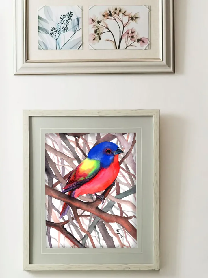 Original watercolor bird , birds painting, wall decor, birds lover gift, 8x11 in handmade art by Anne Gorywine