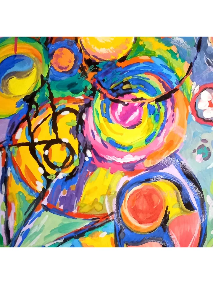 Kandinsky Flowers Style Abstract Original Art Floral Painting 14 by 12 Above Bed Art by TatianaArtShop