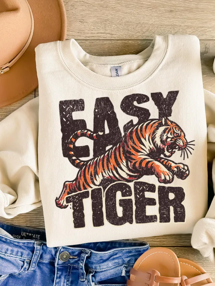 Trendy retro T-Shirt Design – Funny Quote PNG with Tiger Graphic - Humorous Print for sublimation and dtg printing - Vintage girl printable