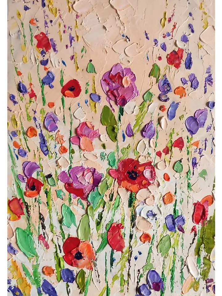 Poppy Painting Wildflower Wall Decor Original Art Oil Painting Verafe