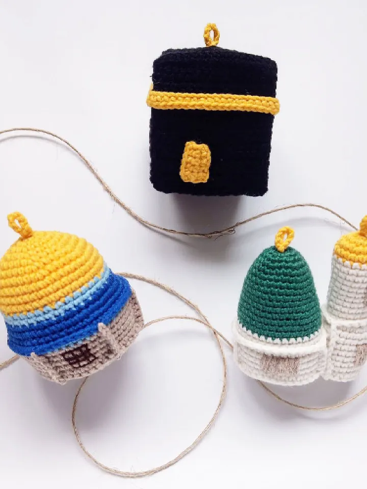 islamic gift for kids, Amigurumi Masjid al Nabawi Crochet, Amigurumi Baby Mobile Kaaba, Muslim Gifts, Ramadan Home Gifts