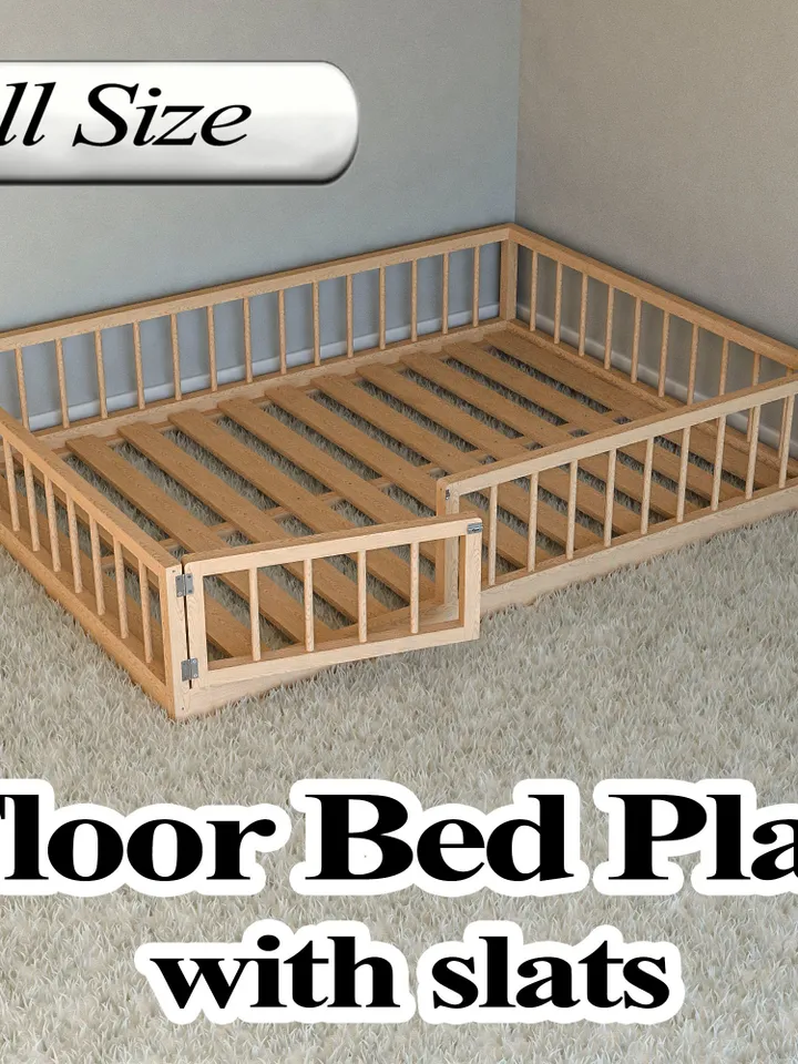 Montessori Floor Bed Plan, Full Size, With Slats, PDF, DIY