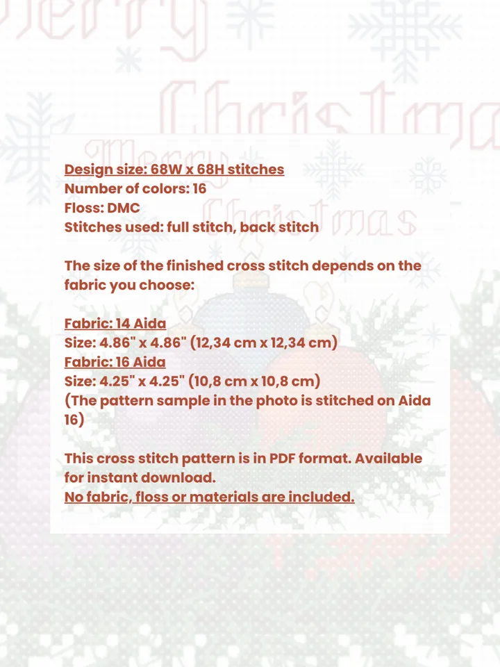 Cross stitch pattern Christmas, digital cross stitch chart PDF, instant download