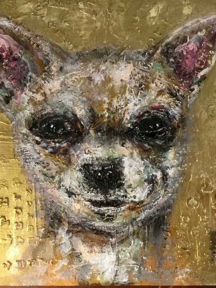 Chihuahua painting on canvas board,original acrylic mix media artwork,funny animals painting,gift for chihuahua lovers