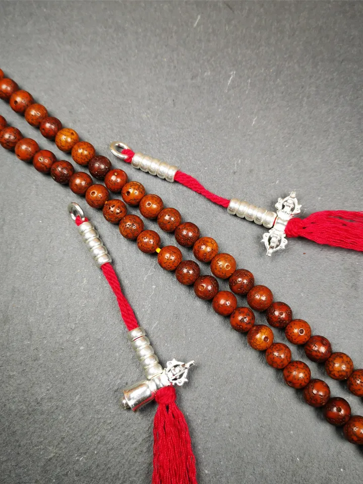 Gandhanra 5mm Silver Tibetan Buddhist Prayer Bead Counters for 6-15mm Mala,with Dorje Vajra Pendant
