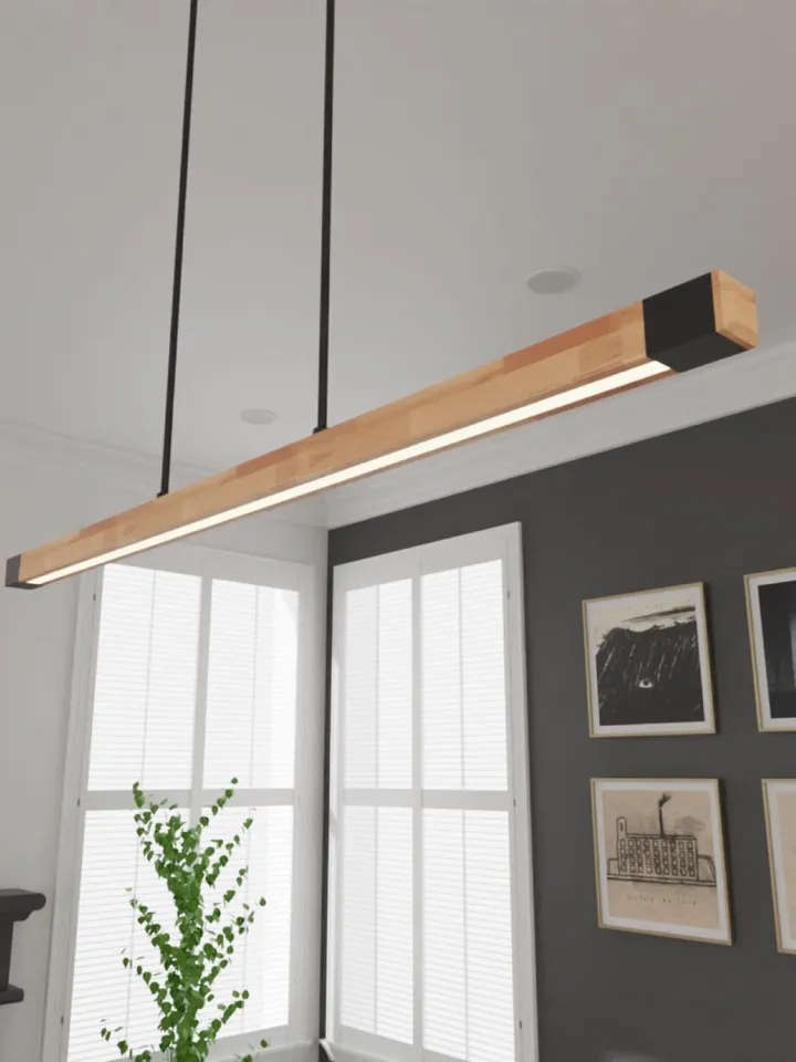 Black Modern Linear Pendant Hanging Chandelier with LED Light