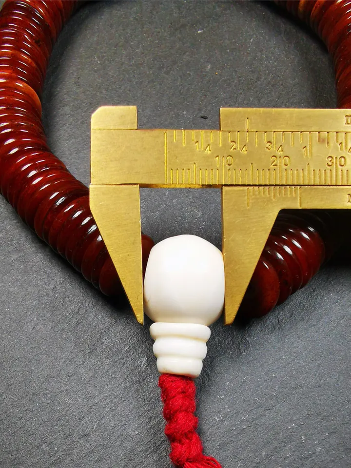 Gandhanra Original Tibetan Yak Bone Mala, Hand-carved 108  Prayer Beads,Rosary Beads,0.55&quot;