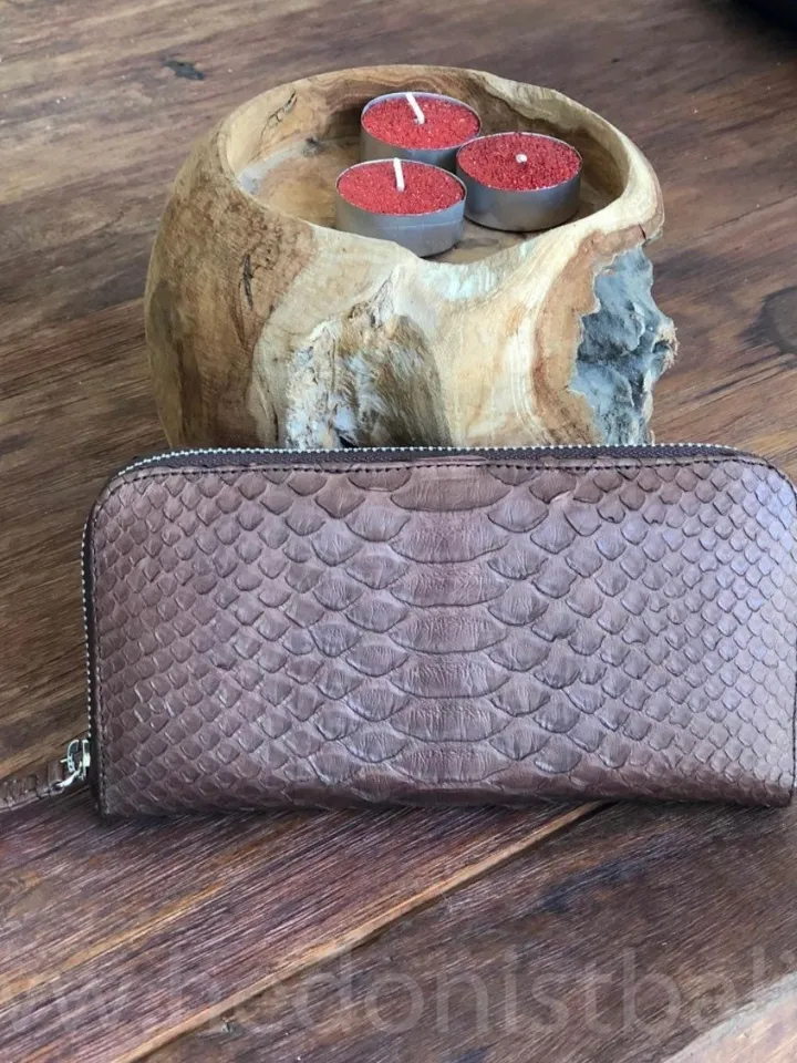 Genuine Python Skin Brown Wallet | Unisex Wallet | Exotic Leather Wallet | Handmade Python Wallet | Unisex Wallet | Leather Portmone