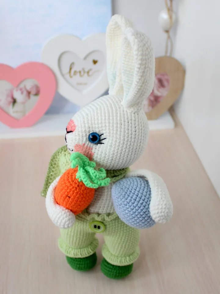 Easter bunny crochet pattern PDF in English Rabbit toy amigurumi Hare carrot egg