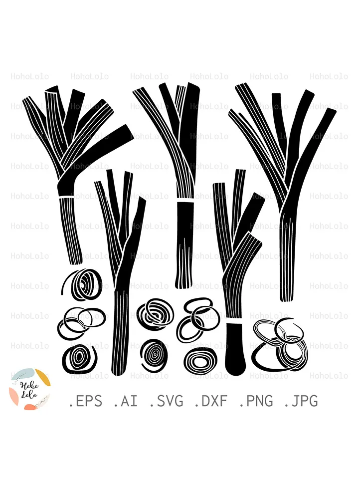 Leek Svg, Leek Cricut, Leek Silhouette, Leek Stencil, Leek Templates Dxf, Leek Clipart Png, Onion Svg, Onion Cricut