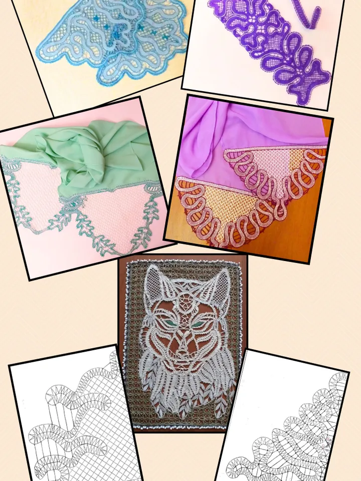 Download Collection Lace Patterns. Lace bobbin Scarves Wolf Tie.