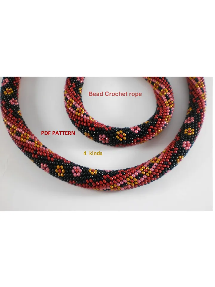 Bead Crochet Necklace Bracelet pattern,Rope bead crochet,patterns seed beads DIY,bead crocheting, bead jewelery,Instant Download,PDF pattern